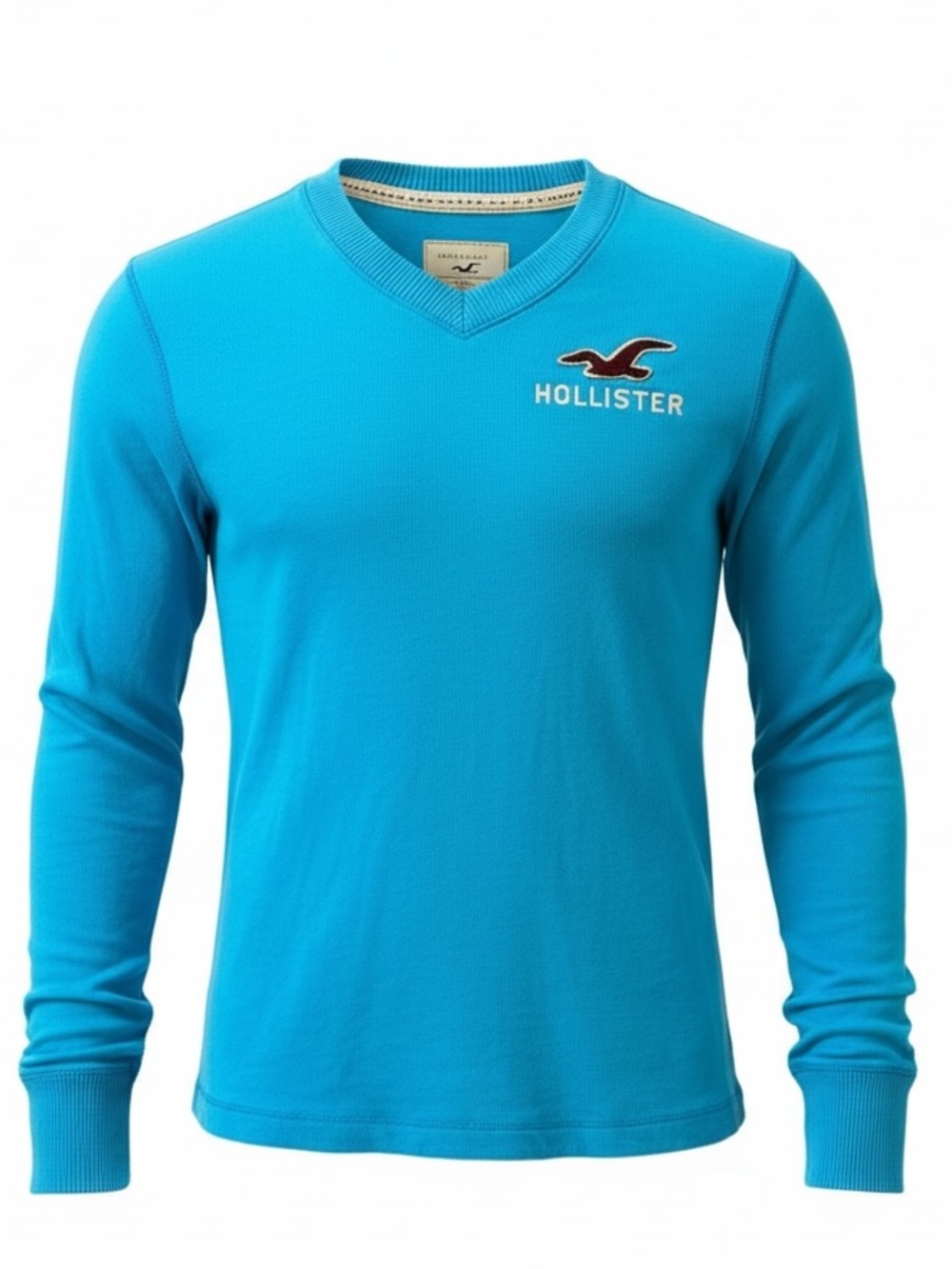 Hollister Co. Vintage Men's Long Sleeve V-Neck Graphic Tee - Turquoise sz Small